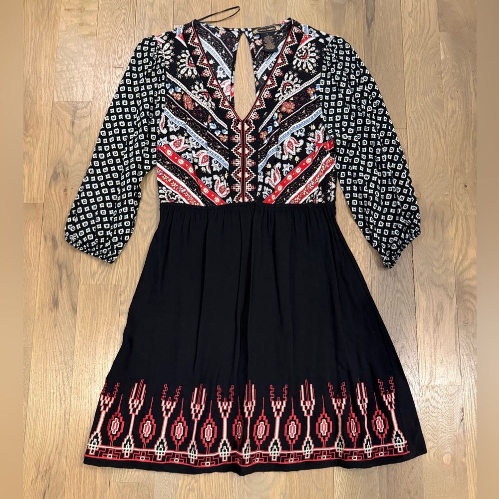 Flying Tomato Black and Red Patterned Blouse